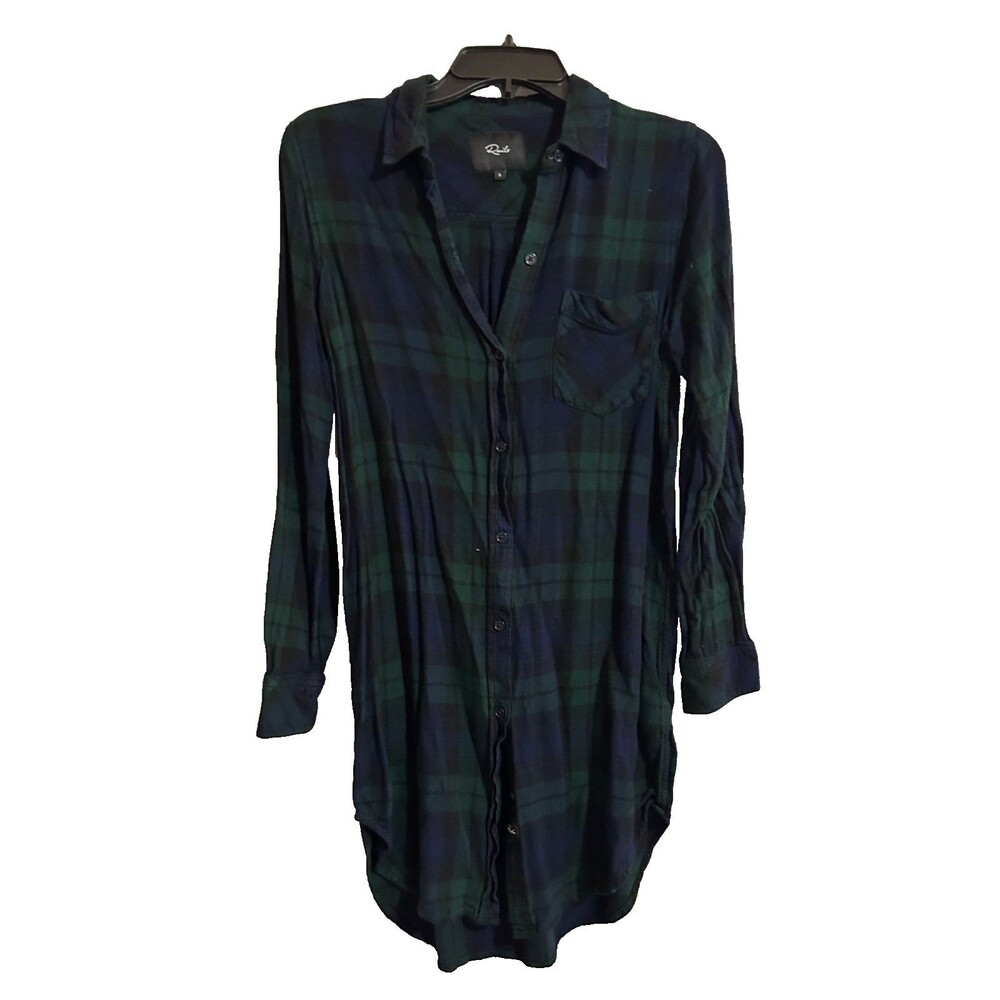 Rails Blair Women's Plaid Flannel Shirt Dress size S Midnight Forest Cozy Soft